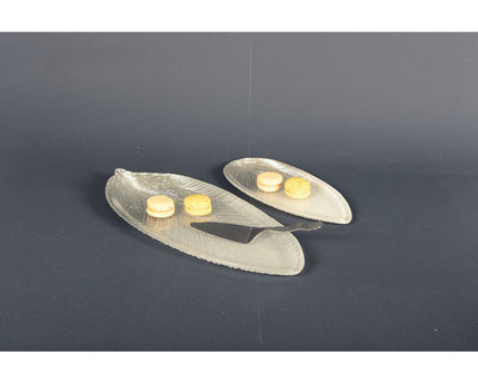 Zilver afgebroken blad groot model 43x20x3,2 cm