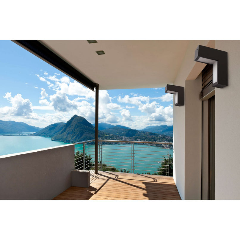 LED -wandlampen "angus" gemaakt van metaal en plastic in antraciet, met geïntegreerde LED