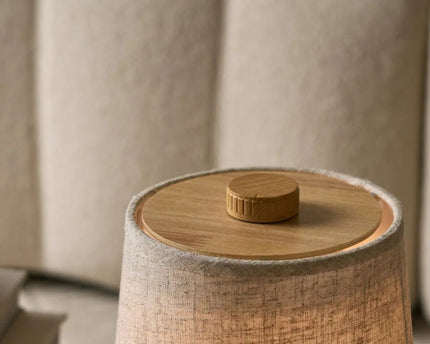 Rover Lichtbruine Houten Oplaadbare Lamp | Snoerloos, dimbaar met stoffen kap