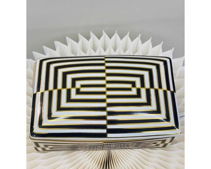 Moderne huisdecoratie opbergdoos met zwart-wit gouden rand