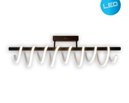 LED -plafondlicht "Belleza", moderne metalen plafondlamp en plastic in zwart en wit, met stevig gebouwd -in LED's, dimbaar, ongeveer 100 cm lang. De ideale verlichting voor woonkamer, eetkamer of keuken.