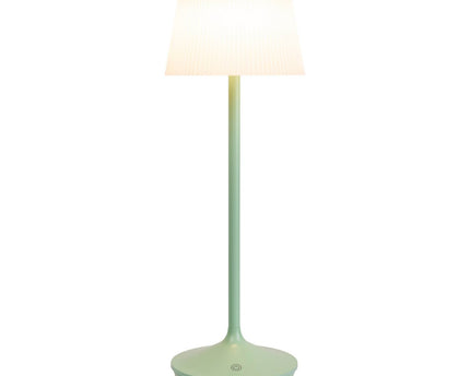 Zonne -batterijlamp "EMMI" 38 cm hoog, paraplu Ø 13 cm, metaal in mint en wit plastic, voor de buitenruimte, dimable CCT.