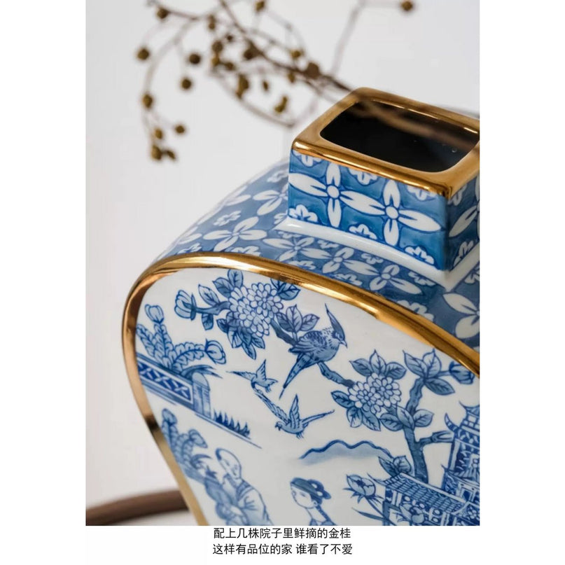 Nieuwe Chinese stijl, oosterse Parijse Delfts blauwe porselein vazen/hoge stijl