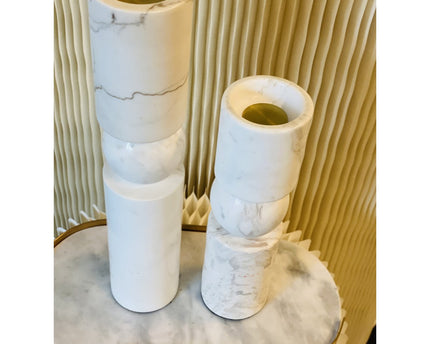 KANDELAAR | MARBLE | WHITE M H29.5cm*W8cm D 8cm Reversible for flower arrangement