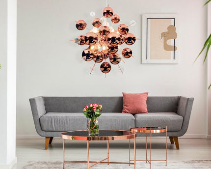 Hanger lamp "explosie" van metaal en glas, G9 -versies, hangende lamp voor eetkamer, woonkamer, gang of kantoor, Øca. 65 cm