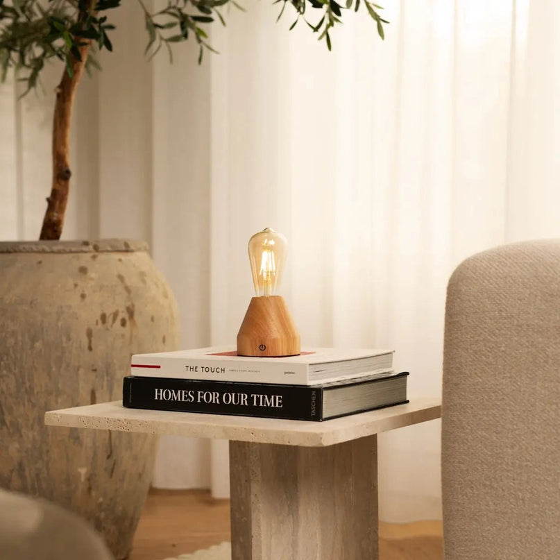 Zavi lichtbruin oplaadbare LED-tafellamp-draadloos, dimbare, 60-uur batterij