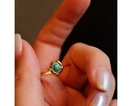 Modern vintage turquoise ovaal ring-aanpassbaar