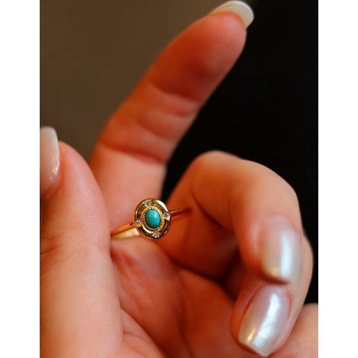 Modern vintage turquoise ovaal ring-aanpassbaar