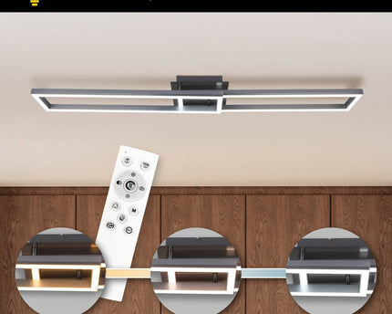 LED CCT-plafondlamp + RGB-backlight "Bantry" met veel functies, 115 cm lang, inclusief afstandsbediening