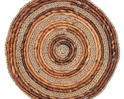 Placemat (set van 4 of 6) MATARAM | Boho Ronde Tafelmat gemaakt van Bananenvezel & Zeegras 38 cm