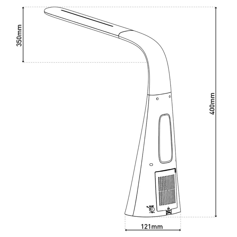 LED-tafellicht "Ventu" met ventilator, met aanraking, dimable, gemaakt van wit plastic, stevig ingebouwde LED's, 40 cm hoog