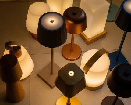 Zayn lichtbruine houten oplaadbare lamp L Dimmable & draadloze en goede batterij