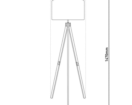 Staande lamp "Filco" Ø Ca. 45 cm, 147 cm hoog, gemaakt van hout en plastic in bruin en grijs, voor E27, voor woonkamer, slaapkamer en eetkamer