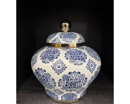 Blauw en wit porseleinen bloempot (voor keuken thuis)