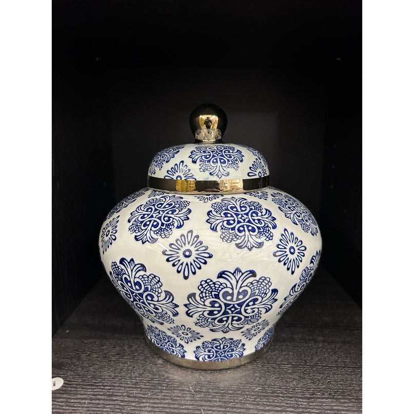 Blauw en wit porseleinen bloempot (voor keuken thuis)