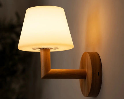 Ted lichtbruin houten oplaadbare wandlamp | Draadloze en dimbare verlichting