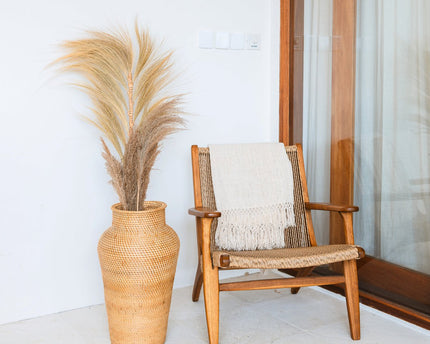 Geweven rotan vaas rond – grote boho decoratieve vaas – vaas hoog en smal – vloervaas handgemaakt van natuurlijke vezels (Ø 30 cm) KIDUNG