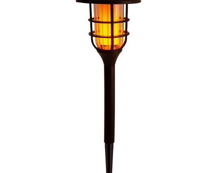 3 Set LED Outdoor Earth Spit 34 cm High, Skeer gemaakt van zwart plastic met geïntegreerde LED, zonnelampje voor buiten