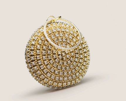 Oogverblindende ronde clutch met diamantlook