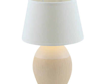 Keramische tafellamp "Talia", tafellamp gemaakt van keramiek, beige/wit, met E14 -versie, voor eetkamer, woonkamer, gang of kantoor, 31 cm hoog