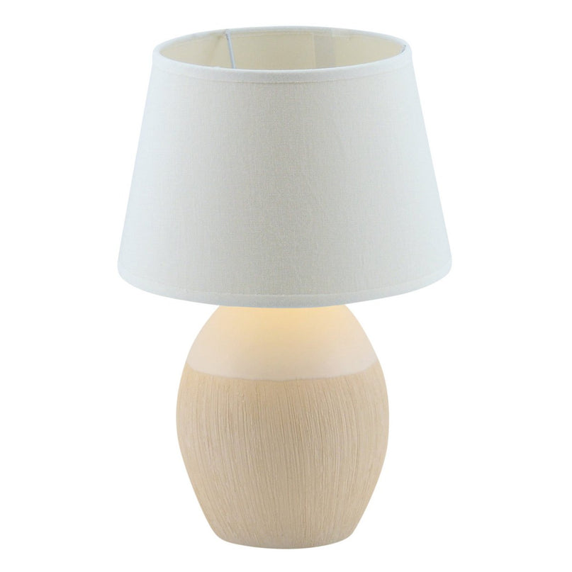 Keramische tafellamp "Talia", tafellamp gemaakt van keramiek, beige/wit, met E14 -versie, voor eetkamer, woonkamer, gang of kantoor, 31 cm hoog