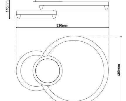LED CCT-plafondlicht "Circulo" gemaakt van zwart metaal en zandkleurig plastic 53 cm lang