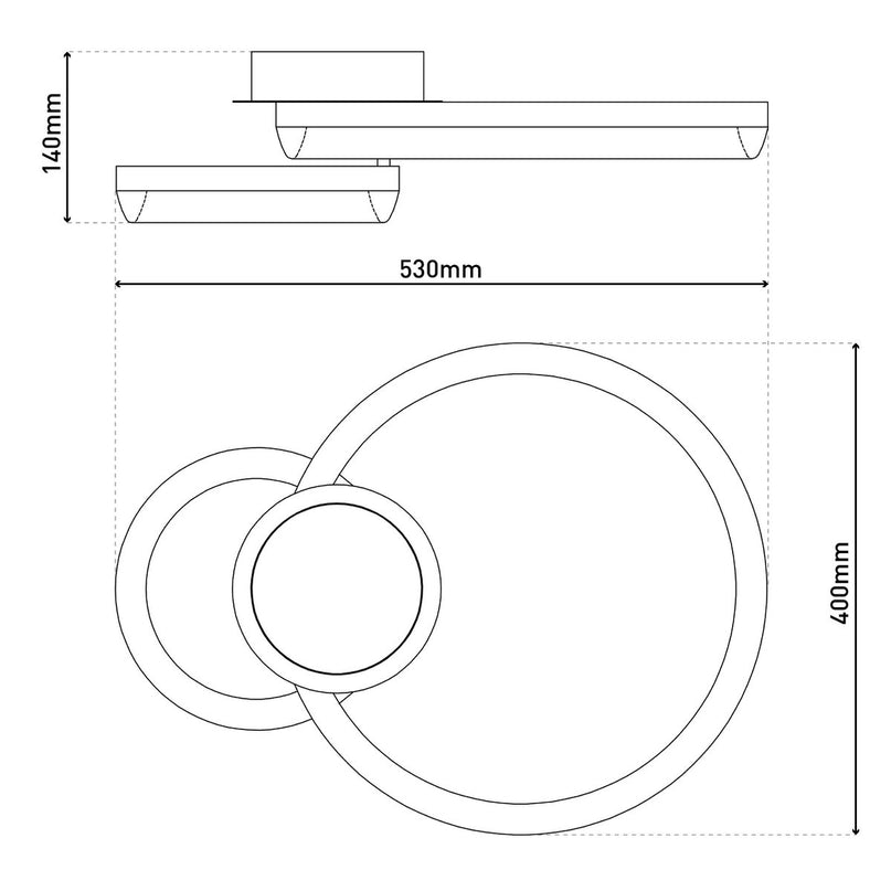 LED CCT-plafondlicht "Circulo" gemaakt van zwart metaal en zandkleurig plastic 53 cm lang