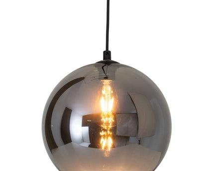 Hanglamp "vaso", kogellampglas, hangende lamp, metaal en rookglas in antraciet, E27 -aansluiting, voor eetkamer, woonkamer, gang of kantoor, met een Øvon 25 cm