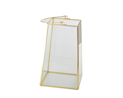 Lantaarn gouden rand met handgreep H20cm