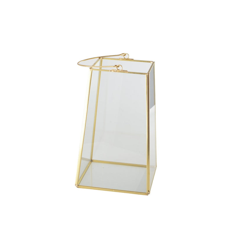 Lantaarn gouden rand met handgreep H20cm