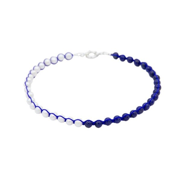 Minimalistische maar dikke Lapislazuli parel kralen ketting