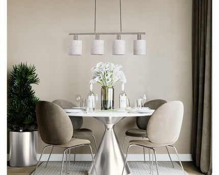 4 hanger lamp "maron" gemaakt van metalen satin mat met stof paraplu's in de natuur, met E14-aansluiting, lamp voor woonkamer of eetkamer, 71,5 x 12 cm