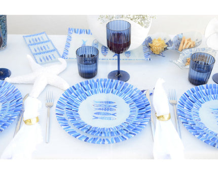 Acrylblauwe waterglazen - veel 6