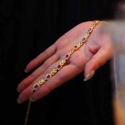 Italiaanse stijl Red Garnet Fancy armband