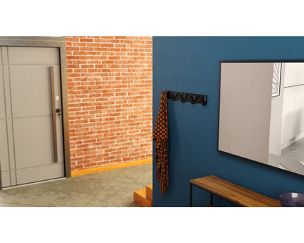 Gorillz Raw XL Five - Industriële - Wandkapstok- Garderobe - 10 Haken - Zwart