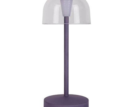 2-ex-ingestelde LED-batterijtafel Licht "Gomba" voor buiten en binnen, gemaakt van metaal en plastic in bramen, 18,5 cm hoog