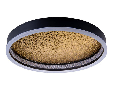 LED -plafondlamp Arany, plafondlamp gemaakt van metaal en plastic in zwart, met stevig ingebouwde LED's, dimbare, 40 cm diameter