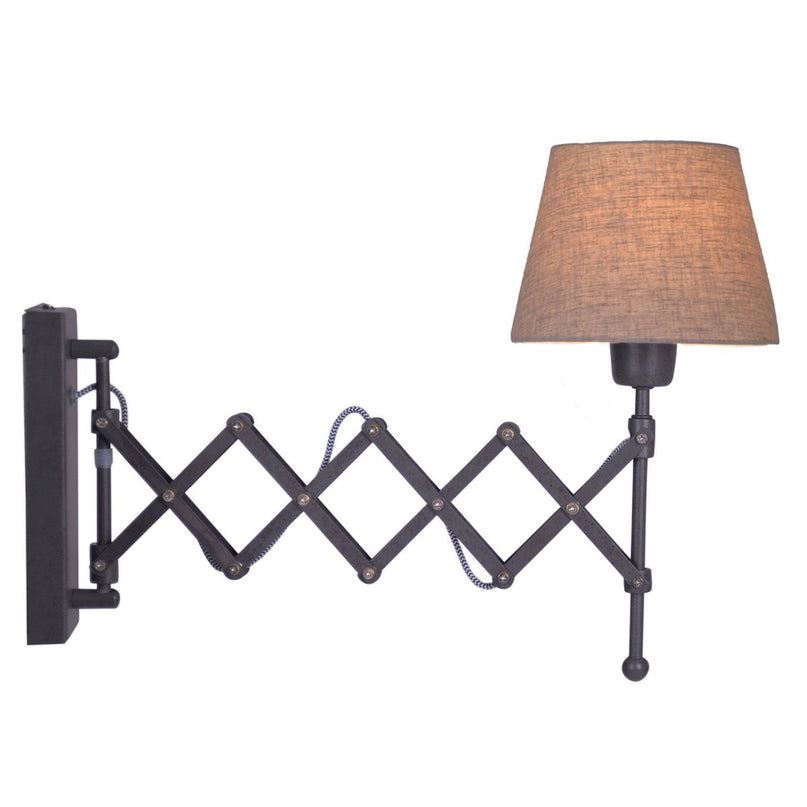 Shear Wall Lamp "Adrienne" strekt zich uit tot 49 cm, de retro wandlamp gemaakt van metaal en textiel in bruin en natuur, voor E27 -lampen, wandlampen voor woonkamers