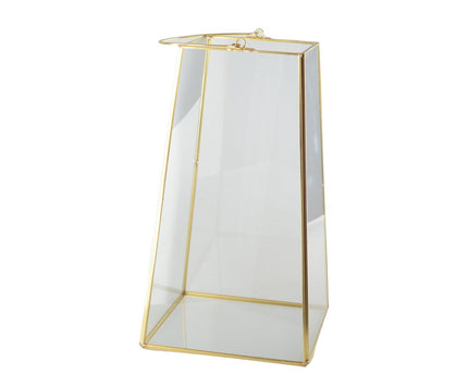 Lantaarn gouden rand met handgreep H30cm