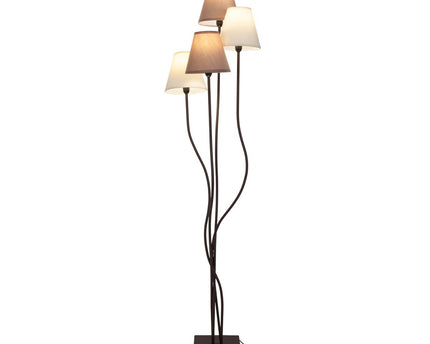 Textiel staande lamp 4-flame "boho", vloerlamp in beige/bruin, met E14-aansluiting, voor eetkamer, woonkamer, gang of kantoor, 138 cm hoog