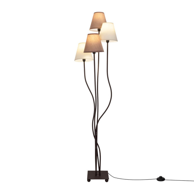 Textiel staande lamp 4-flame "boho", vloerlamp in beige/bruin, met E14-aansluiting, voor eetkamer, woonkamer, gang of kantoor, 138 cm hoog