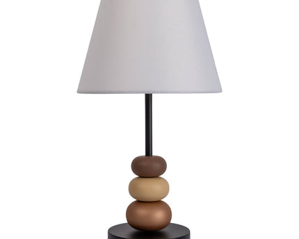 Tafellamp "Elina", ca. 50 cm hoog, gemaakt van metaal in zwart/bruin, tekstbladen in wit, E27