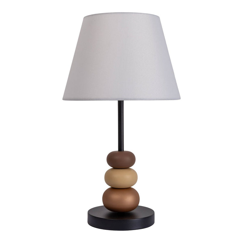 Tafellamp "Elina", ca. 50 cm hoog, gemaakt van metaal in zwart/bruin, tekstbladen in wit, E27