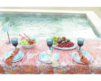 Decoratief blauw glas en transparant metaal