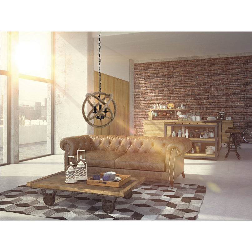 Hangende lamp "regia", black metal, henneptouw, E27 -aansluiting, verlichting voor woonkamer, eetkamer of kantoor, een diameter van 43 cm