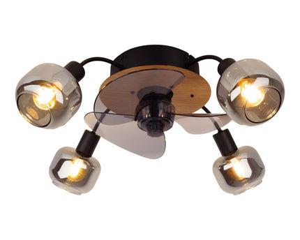 Plafondlamp inclusief ventilator "fumoso", in zwart, bruin en natuur, voor E27, Ø 51 cm