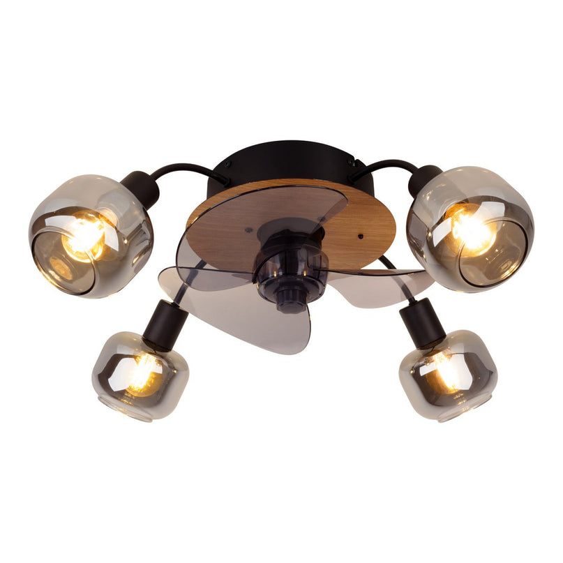 Plafondlamp inclusief ventilator "fumoso", in zwart, bruin en natuur, voor E27, Ø 51 cm