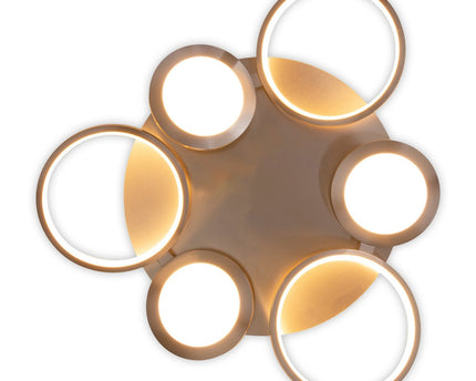 LED-plafondlicht "Stelari" Ø 56 cm, gemaakt van metaal in stalen blank en wit plastic, met stevig ingebouwde LED's, plafondlamp voor woonkamers of kantoor