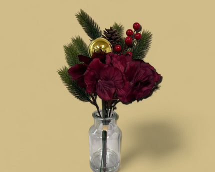 kerstboeket samenstelling | Zijden kunstbloem | Lengte 36cm