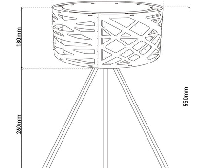 Tafellamp "Finja" gemaakt van natuurlijk gekleurde plastic/holzimitatie, met E27-versieverlichting voor woonkamer, eetkamer of kantoor, 55 cm hoog